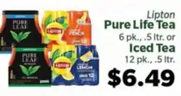 Living Fresh Market Lipton Pure Life Tea 6pk., .5 Ltr. or Iced Tea 12 pk., .5 ltr offer