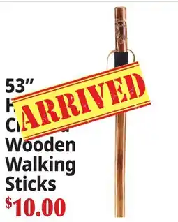 Ocean State Job Lot 53 Hand Crafted Wooden Walking Sticks offer