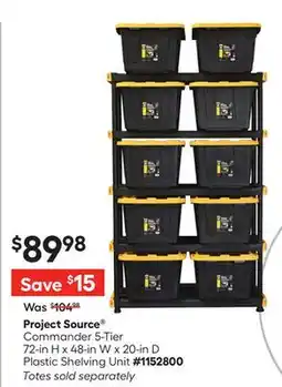 Lowe's Commander 5-Tier 72-in H x 48-in W x 20-in D Plastic Shelving Unit offer