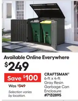 Lowe's 6-ft x 4-ft Gray Resin Garbage Can Enclosure offer
