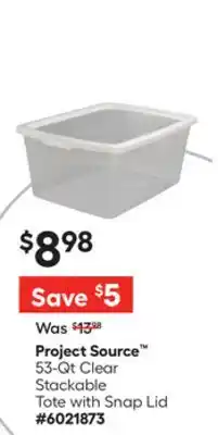 Lowe's 53-Qt Clear Stackable Tote with Snap Lid offer