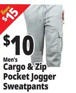 Ocean State Job Lot Men's Cargo & Zip Pocket Jogger Sweatpants offer
