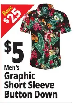 Ocean State Job Lot Men's Graphic Short Sleeve Button Down offer