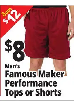 Ocean State Job Lot Men's Famous Maker Performance Tops or Shorts offer