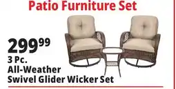 Ocean State Job Lot 3 Pc. All-Weather Swivel Glider Wicker Set offer