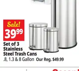 Ocean State Job Lot Set of 3 Stainless Steel Trash Cans offer