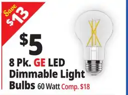 Ocean State Job Lot 8 Pk. GE LED Dimmable Light Bulbs offer
