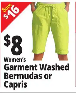 Ocean State Job Lot Women's Garment Washed Bermudas or Capris offer