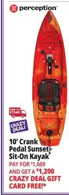 Ocean State Job Lot Perception 10' Crank Pedal Sunset Sit-On Kayak offer