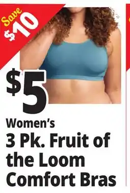 Ocean State Job Lot Women's 3 Pk. Fruit of the Loom Comfort Bras offer