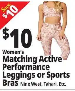 Ocean State Job Lot Women's Matching Active Performance Leggings or Sports Bras offer