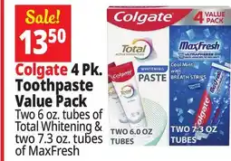 Ocean State Job Lot Colgate 4 Pk. Toothpaste Value Pack offer