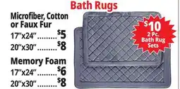 Ocean State Job Lot Bath Rugs Microfiber, Cotton or Faux Fur offer