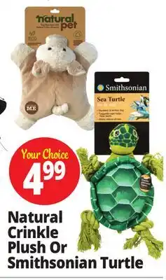 Ocean State Job Lot Natural Crinkle Plush or Smithsonian Turtle offer
