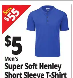 Ocean State Job Lot Men's Super Soft Henley Short Sleeve T-Shirt offer