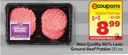 Weis Markets Weis Quality 80% Lean Ground Beef Patties offer