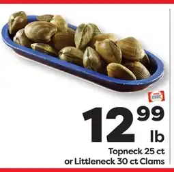Weis Markets Topneck 25 ct or Littleneck 30 ct Clams offer
