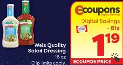 Weis Markets Weis Quality Salad Dressing offer