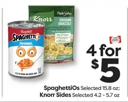 Weis Markets Spaghettios Selected 15.8 oz Knorr Sides Selected 4.2 - 5.7 oz offer
