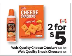 Weis Markets Weis Quality Cheese Crackers 5.8 oz Weis Quality Snack Cheese 8 oz offer