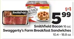 Weis Markets Smithfield Bacon 16 oz Swaggerty's Farm Breakfast Sandwiches offer