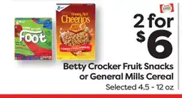 Weis Markets Betty Crocker Fruit Snacks or General Mills Cereal offer