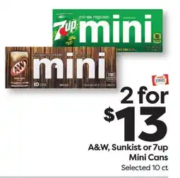Weis Markets A&W, Sunkist or 7up Mini Cans offer