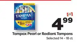 Weis Markets Tampax Pearl or Radiant Tampons offer
