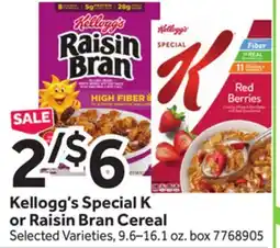 Stop&Shop Kellogg's Special K or Raisin Bran Cereal offer
