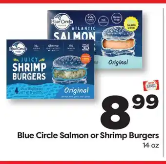 Weis Markets Blue Circle Salmon or Shrimp Burgers offer