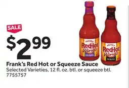 Stop&Shop Frank's Red Hot or Squeeze Sauce offer