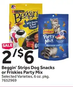 Stop&Shop Beggin' Strips Dog Snacks or Friskies Party Mix offer