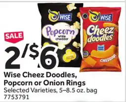 Stop&Shop Wise Cheez Doodles, Popcorn or Onion Rings offer