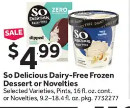 Stop&Shop So Delicious Dairy-Free Frozen Dessert or Novelties offer