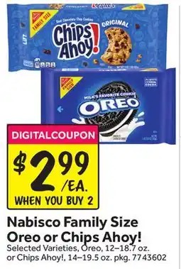 Stop&Shop Nabisco Family Size Oreo or Chips Ahoy! offer