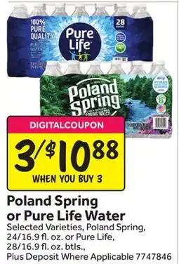Stop&Shop Poland Spring or Pure Life Water offer