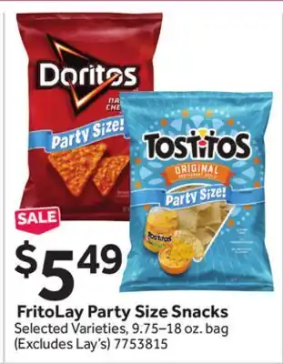 Stop&Shop FritoLay Party Size Snacks offer