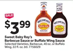 Stop&Shop Sweet Baby Ray's Barbecue Sauce or Buffalo Wing Sauce offer