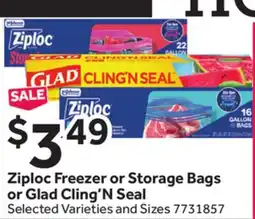 Stop&Shop Ziploc Freezer or Storage Bags or Glad Cling'N Seal offer