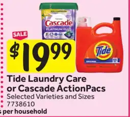 Stop&Shop Tide Laundry Care or Cascade ActionPacs offer