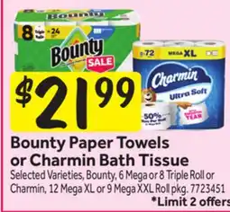 Stop&Shop Bounty Paper Towels or Charmin Bath Tissue offer
