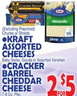 Bravo Supermarkets KRAFT ASSORTED CHEESES CRACKER BARREL CHEDDAR CHEESE offer