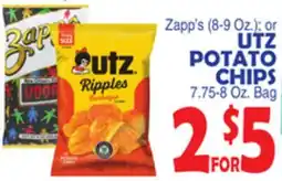 Bravo Supermarkets UTZ POTATO CHIPS, 7.75-8 Oz. Bag offer