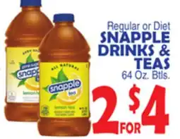 Bravo Supermarkets SNAPPLE DRINKS & TEAS offer