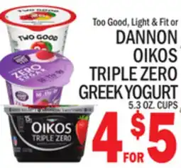 C Town DANNON OIKOS TRIPLE ZERO GREEK YOGURT offer
