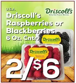 DeCicco & Sons Driscoll's Raspberries or Blackberries 6 Oz. Cntr offer