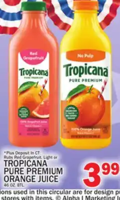 C Town TROPICANA PURE PREMIUM ORANGE JUICE offer