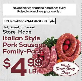 DeCicco & Sons Italian Style Pork Sausage Family-Pack offer