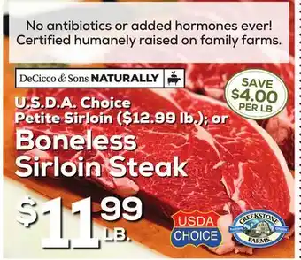 DeCicco & Sons Boneless Sirloin Steak offer