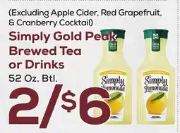 DeCicco & Sons Simply Gold Peak Brewed Tea or Drinks offer